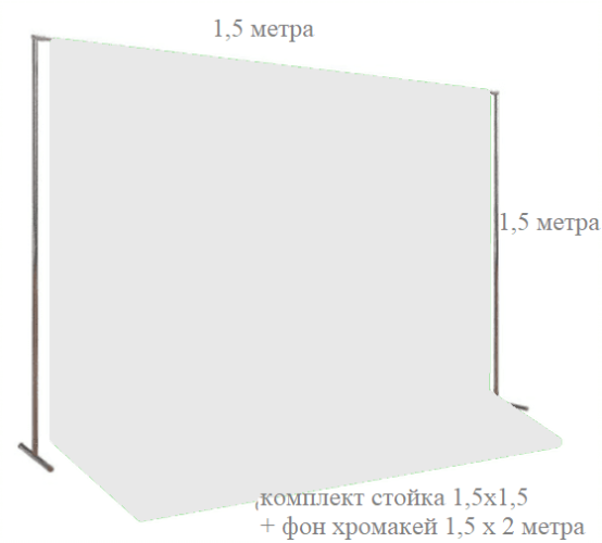 Фотофон тканевый хромакей со стойкой / разборная стойка 1,5х1,5 метр + белый фотофон хромакей тканевый 1,5х2 метра