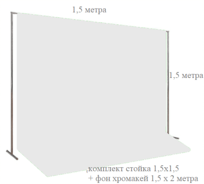 Фотофон тканевый хромакей со стойкой / разборная стойка 1,5х1,5 метр + белый фотофон хромакей тканевый 1,5х2 метра