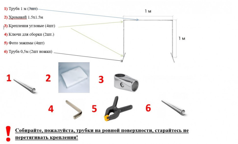 Фотофон тканевый хромакей со стойкой / разборная стойка 1х1 метр + белый фотофон хромакей тканевый 1,5х1,5 м