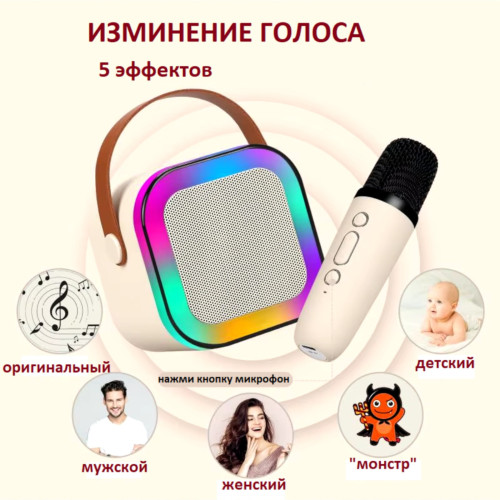 Мини караоке система K12 bluetooth колонка с 2 микрофонами