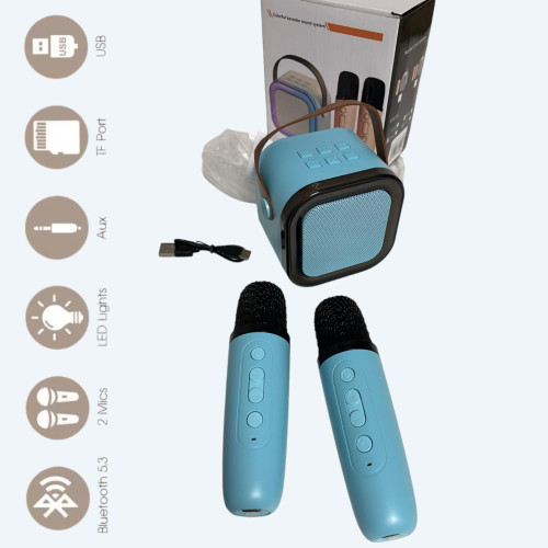 Мини караоке система K12 bluetooth колонка с 2 микрофонами
