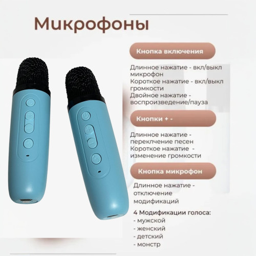 Мини караоке система K12 bluetooth колонка с 2 микрофонами