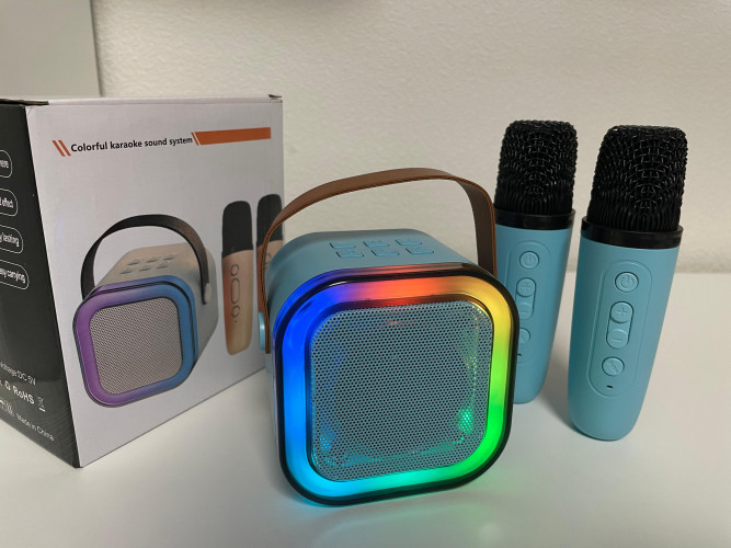 Мини караоке система K12 bluetooth колонка с 2 микрофонами