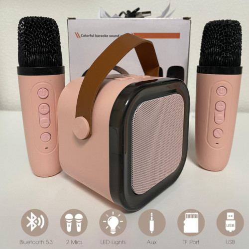 Мини караоке система K12 bluetooth колонка с 2 микрофонами