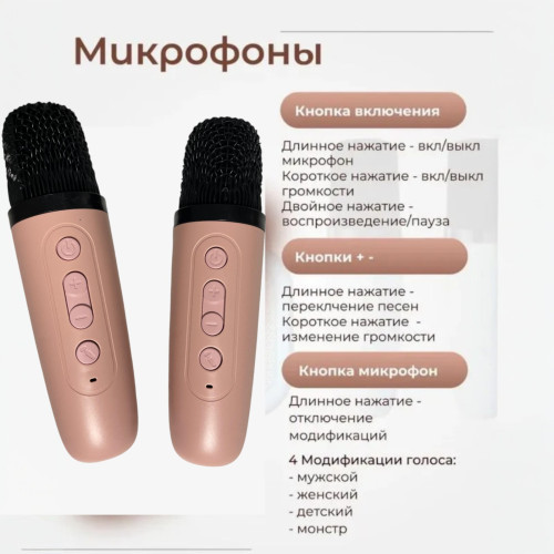 Мини караоке система K12 bluetooth колонка с 2 микрофонами