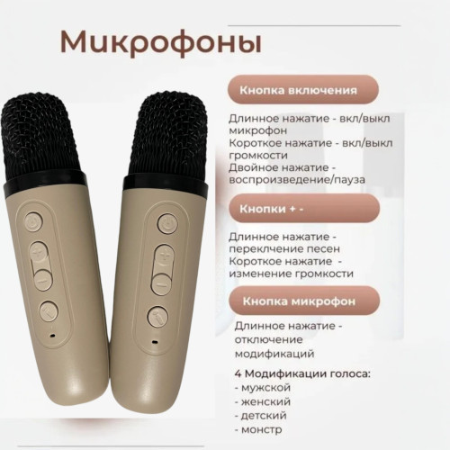 Мини караоке система K12 bluetooth колонка с 2 микрофонами