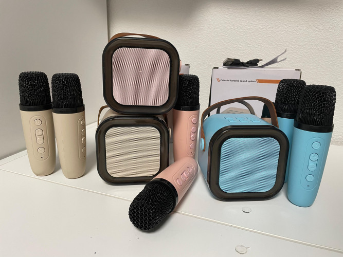 Мини караоке система K12 bluetooth колонка с 2 микрофонами