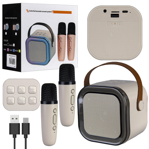 Мини караоке система K12 bluetooth колонка с 2 микрофонами
