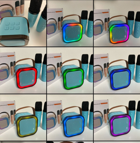 Мини караоке система K12 bluetooth колонка с 2 микрофонами