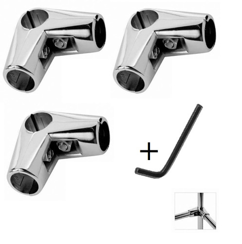 Угловой соединитель трех труб к системе Джокер Joker 25мм UNO-04 (R-43У) + ключ для соединителя