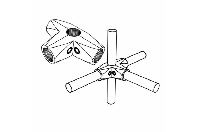 UNO-07 Соединитель угловой 4-х труб Джокер (Крепеж трехплечий R-44AN) + ключ