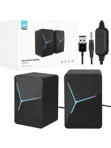 Колонки для компьютера CS01 с подсветкой, 6 Вт, USB и Jack 3.5 мм
