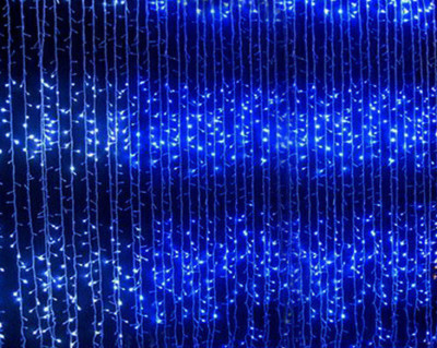 Светодиодная гирлянда водопад занавес штора синий 3х3м 250LED 8 режимов