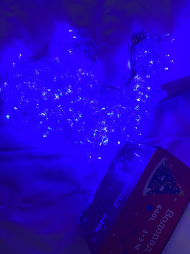 Светодиодная гирлянда водопад занавес штора синий 3х3м 250LED 8 режимов