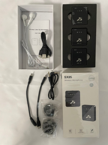 2в1 универсальный петличный микрофон SX85 (2 беспроводных микрофона с приемником для IPhone, Lighting, ПК, DSLR-камеры, Type-C, Android)