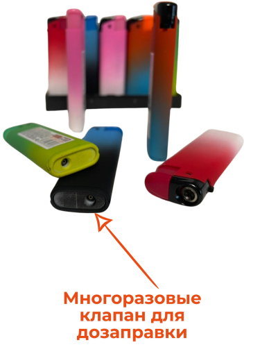 Зажигалки турбо пьезо многоразовые софтач 50 штук в блоке B-800 RAINBOW MATT