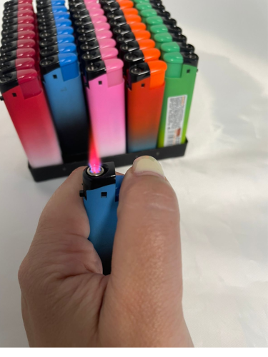 Зажигалки турбо пьезо многоразовые софтач 50 штук в блоке B-800 RAINBOW MATT