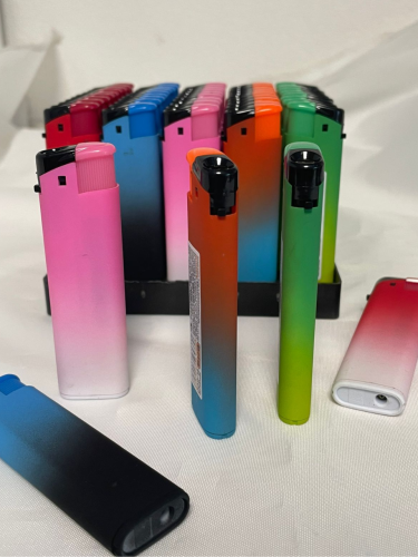 Зажигалки турбо пьезо многоразовые софтач 50 штук в блоке B-800 RAINBOW MATT