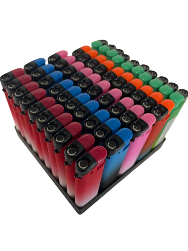 Зажигалки турбо пьезо многоразовые софтач 50 штук в блоке B-800 RAINBOW MATT