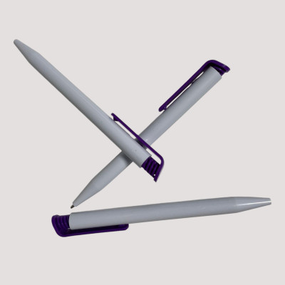 Ручка автоматическая шариковая белая с фиолетовым под нанесение логотипа Impulse Gloss Clip White-Violet