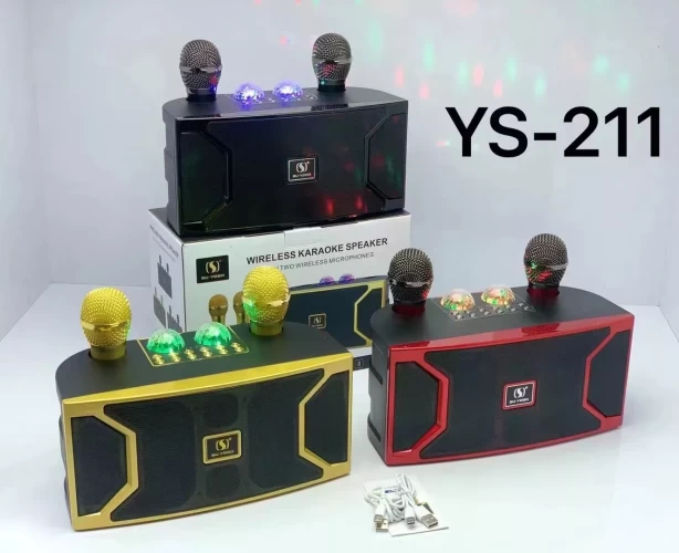 Беспроводная караоке система SuYOSD YS-211 со светомузыкой золото/ колонка с двумя микрофонами и дискошаром