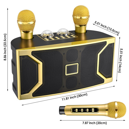Беспроводная караоке система SuYOSD YS-211 со светомузыкой золото/ колонка с двумя микрофонами и дискошаром