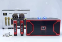 Беспроводная караоке система SuYOSD YS-211 со светомузыкой красная / колонка с двумя микрофонами и дискошаром