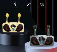bluetooth караоке система SDRD SD-312 с беспроводными перезаряжаемыми микрофонами / колонка + 2 микрофона