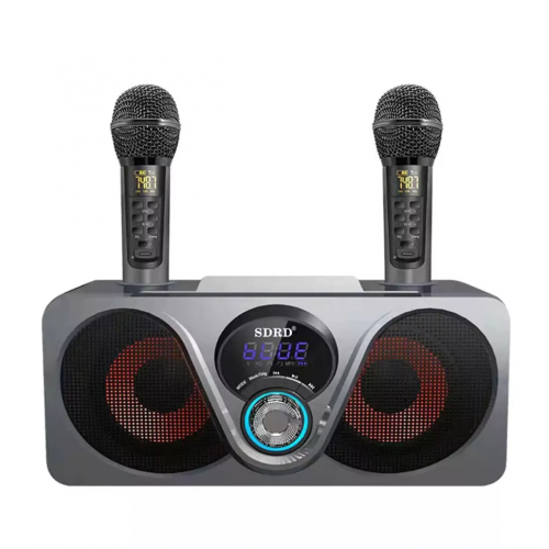 bluetooth караоке система SDRD SD-312 с беспроводными перезаряжаемыми микрофонами / колонка + 2 микрофона