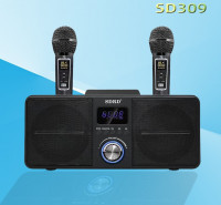 SDRD SD-309 караоке система bluetooth с беспроводными перезаряжаемыми микрофонами / колонка + 2 микрофона