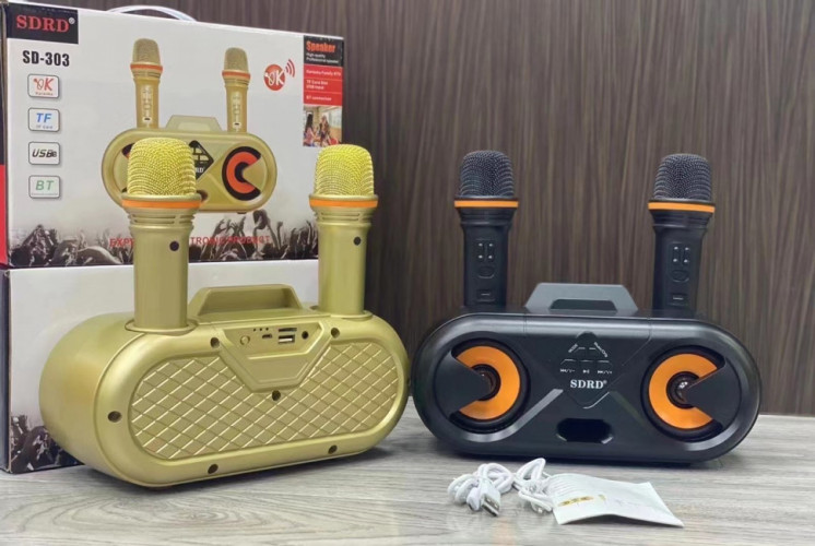 Беспроводная караоке система SDRD SD-303 / bluetooth караоке колонка с 2-мя беспроводными микрофонами