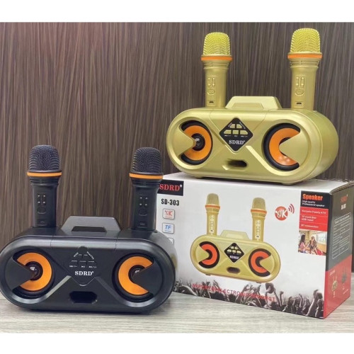 Беспроводная караоке система SDRD SD-303 / bluetooth караоке колонка с 2-мя беспроводными микрофонами