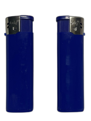 Зажигалки синие пьезо 50 штук в блоке под нанесение логотипа с 2-х сторон (чистые, без этикеток)
