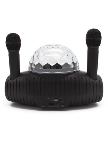 Беспроводная караоке система SDRD SD-308 со светомузыкой / колонка с двумя микрофонами и дискошаром