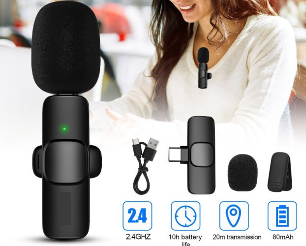 MW3 Петличный беспроводной микрофон  универсальный Type-C + Lighting