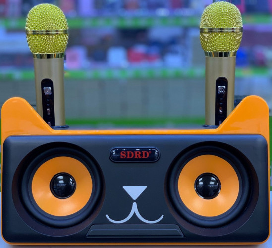 Караоке система SDRD SD-305 / bluetooth колонка с двумя микрофонами / колонка-караоке Котик / Караоке для детей / Колонка с ушками + 2 микрофона