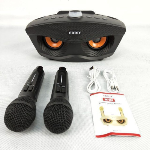 Караоке система SDRD SD-306 / bluetooth колонка с двумя микрофонами / колонка-караоке Сова