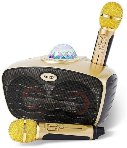 Караоке система с двумя микрофонами SDRD SD-315 со светомузыкой / караоке колонка с дискошаром + 2 микрофона