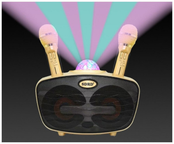 Караоке система с двумя микрофонами SDRD SD-315 со светомузыкой / караоке колонка с дискошаром + 2 микрофона