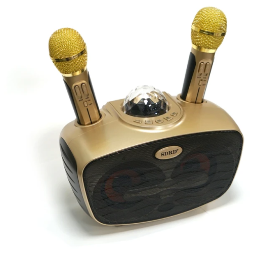 Караоке система с двумя микрофонами SDRD SD-315 со светомузыкой / караоке колонка с дискошаром + 2 микрофона
