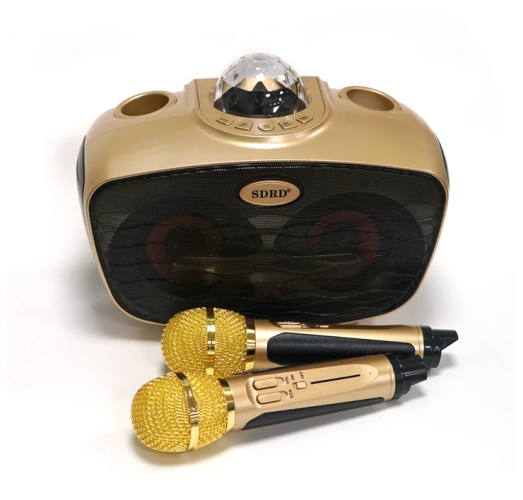 Караоке система с двумя микрофонами SDRD SD-315 со светомузыкой / караоке колонка с дискошаром + 2 микрофона