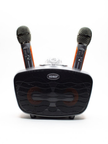 Караоке система с двумя микрофонами SDRD SD-315 со светомузыкой / караоке колонка с дискошаром + 2 микрофона