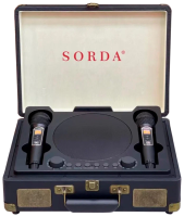 Караоке система колонка с двумя микрофонами SORDA SD-2109 Ретро чемодан черный