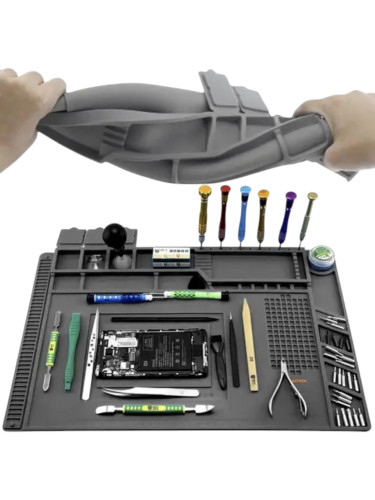 Термостойкий антистатический силиконовый коврик для пайки и ремонта 45х30 см