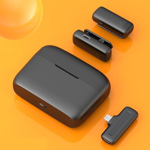 2 в 1 Петличный беспроводной микрофон Lightning набор 2 беспроводных микрофона с приемником и кейсом зарядки