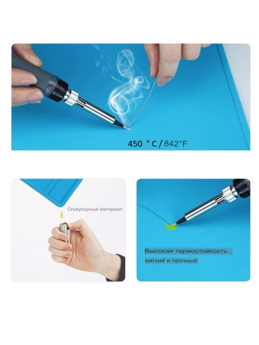 Термостойкий антистатический силиконовый коврик для пайки и ремонта 55х35 см