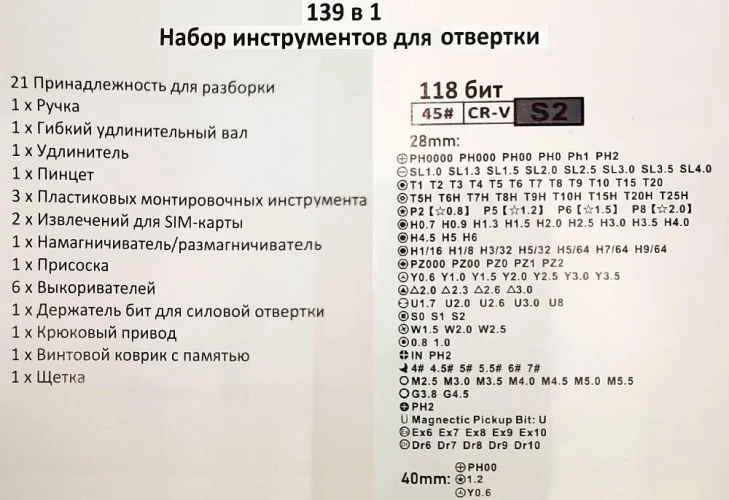 Набор отверток и бит T-139 для точных работ в кейсе / Набор инструментов 139 в 1