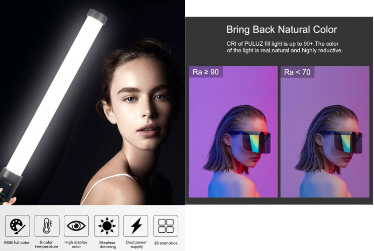 Светодиодная лампа палка разноцветная RGBW light stick YB130 на аккумуляторе с световым барьером