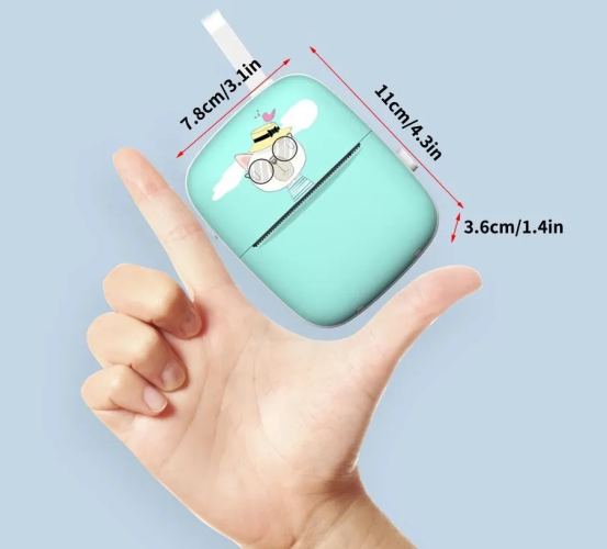 Портативный мини термо принтер блютуз с термобумагой и этикетками