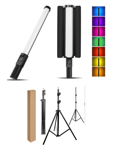 Светодиодная лампа палка разноцветная RGBW light stick YB130 на аккумуляторе с световым барьером + штатив
